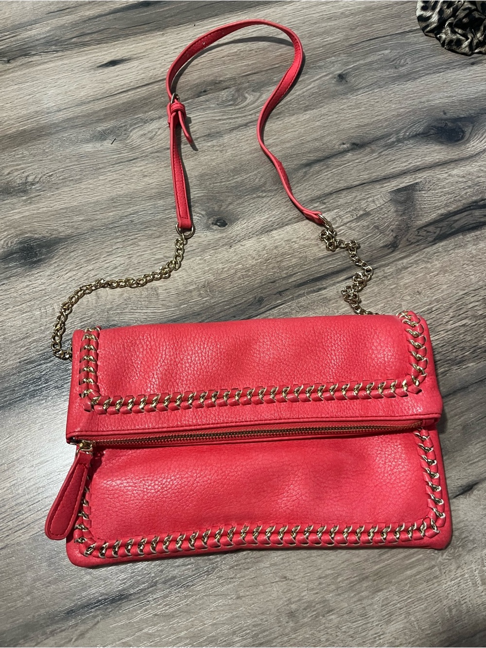 Coral Chain-Trim Crossbody Bag- statement bag